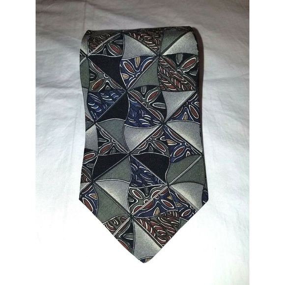FOXX HAWKFIELD 100% Silk Necktie Silver Multicolor - Picture 2 of 5